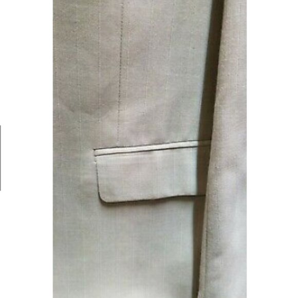 VANETTI Mens suit Khaki Tan Jacket Size 44L Dress pants Pleated 38L polyester - Picture 4 of 10